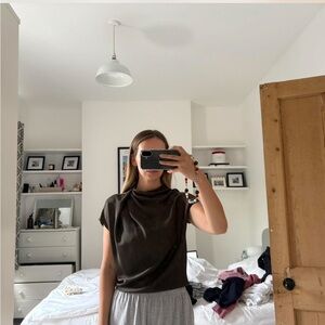 Aritzia Olive Green Silky Top